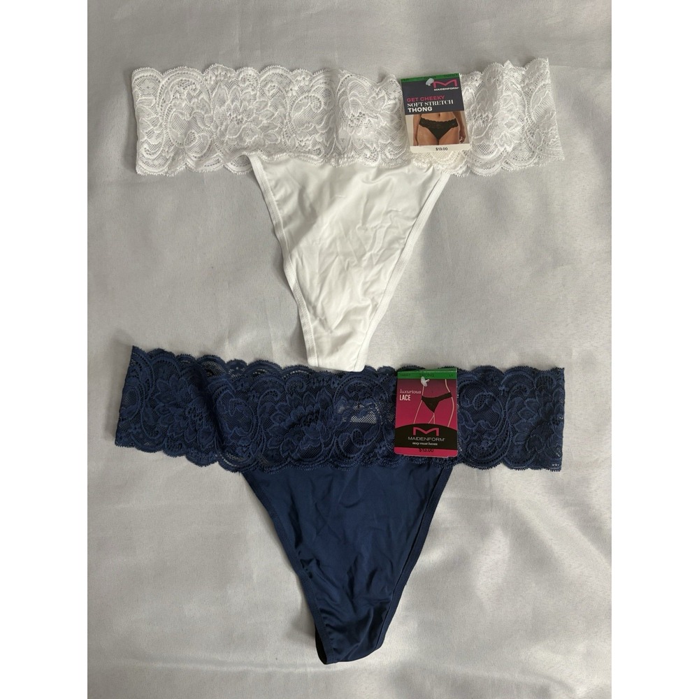 NEW Maidenform Luxurious Lace Thong Multicolor DMESLT 2 Pair Thong Womens Large